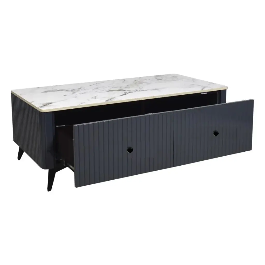Stevo Storage Coffee Table In Marble Top