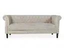 Binga Chesterfield Sofa In Premium Beige Velvet Fabric