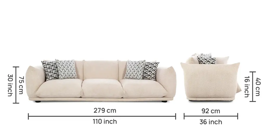 Brookfield Fabric 3 Seater Sofa in Beige Colour