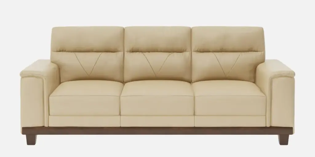 Cozy Leather 3 Seater Sofa in Beige Colour