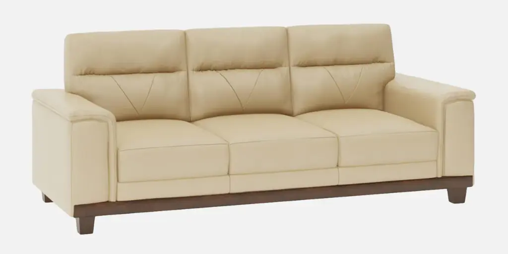 Cozy Leather 3 Seater Sofa in Beige Colour
