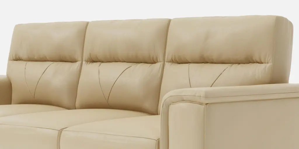 Cozy Leather 3 Seater Sofa in Beige Colour