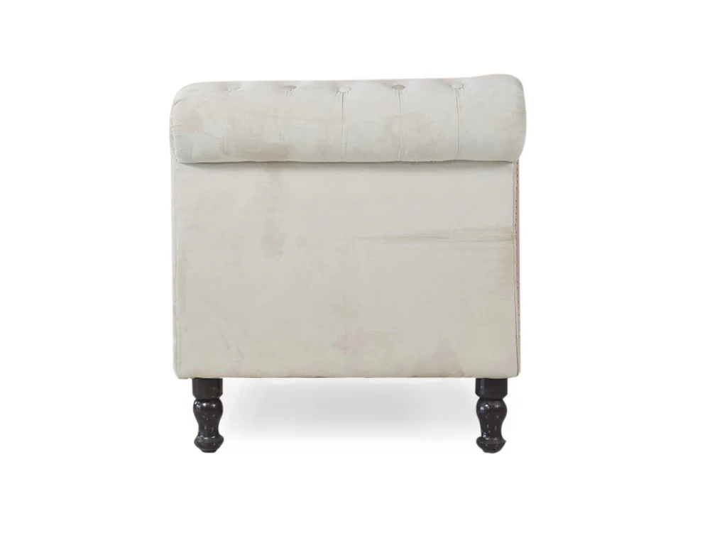 Binga Chesterfield Sofa In Premium Beige Velvet Fabric