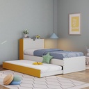 Capelo Kids Trundle Bed with Headboard Storage