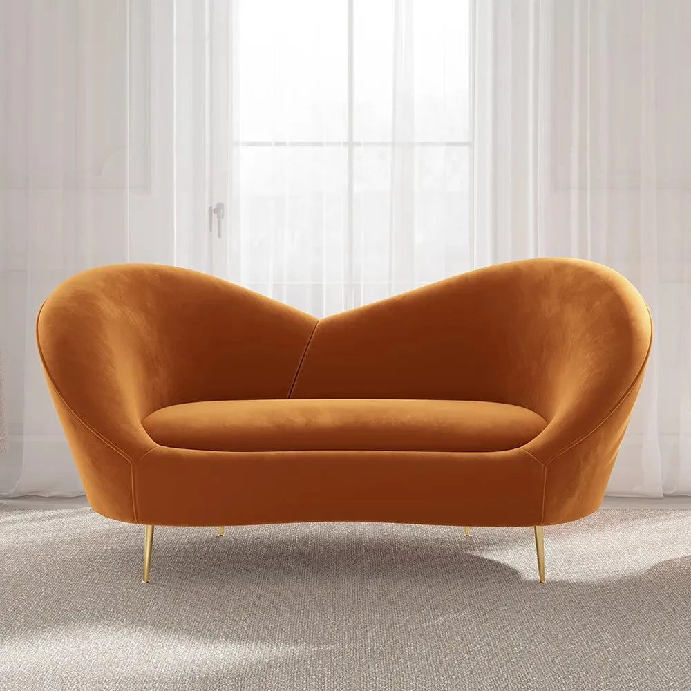 Homa Modern Velvet Upholstered Curved Sofa