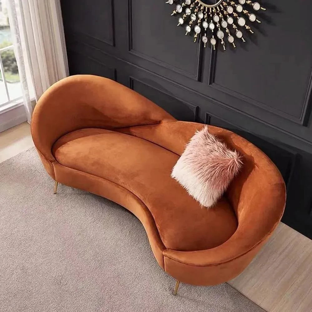 Homa Modern Velvet Upholstered Curved Sofa