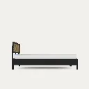 Califo Black Rattan Bed, Solid Wood