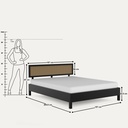 Califo Black Rattan Bed, Solid Wood