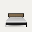 Califo Black Rattan Bed, Solid Wood