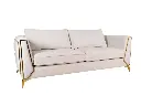 Dran Sofa With Front & Side Frames In Beige Velvet Fabric