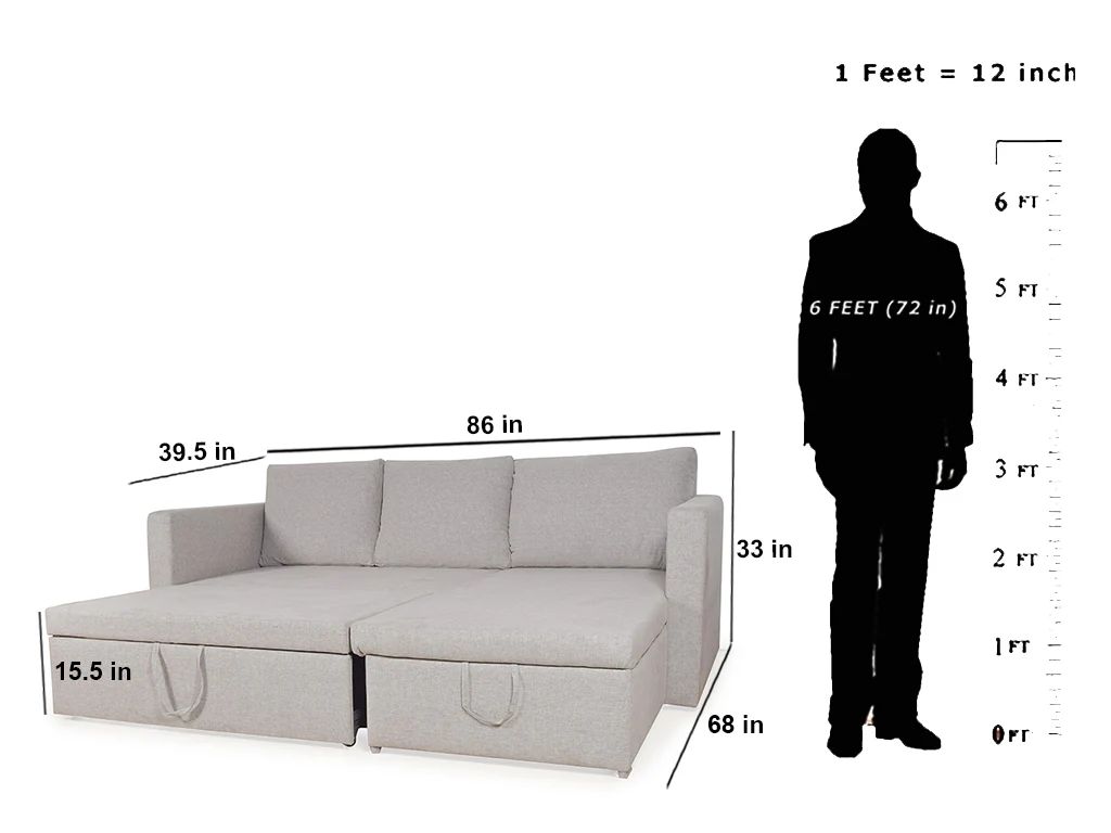Feltron Sofa Cum Bed In Dark Grey