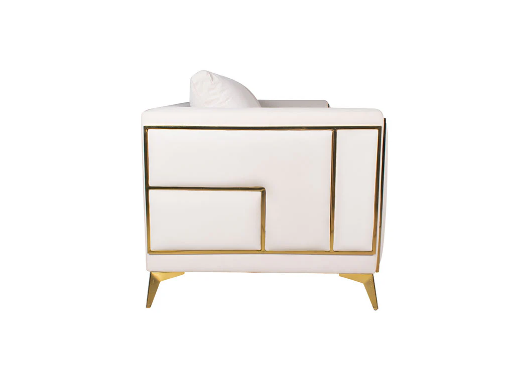Dran Sofa With Front & Side Frames In Beige Velvet Fabric