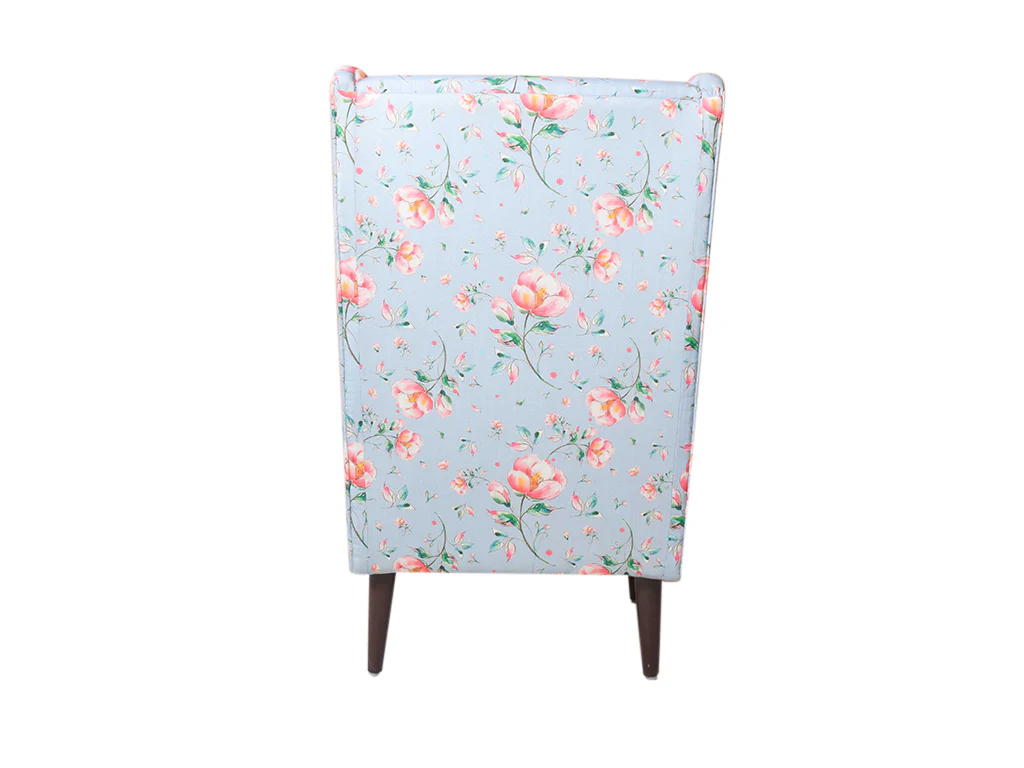 Geno Wing Chair In Floral Cotton Fabric