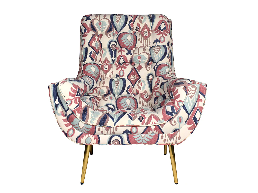 Valenca Tufted Wing Chair In Printed Fabric