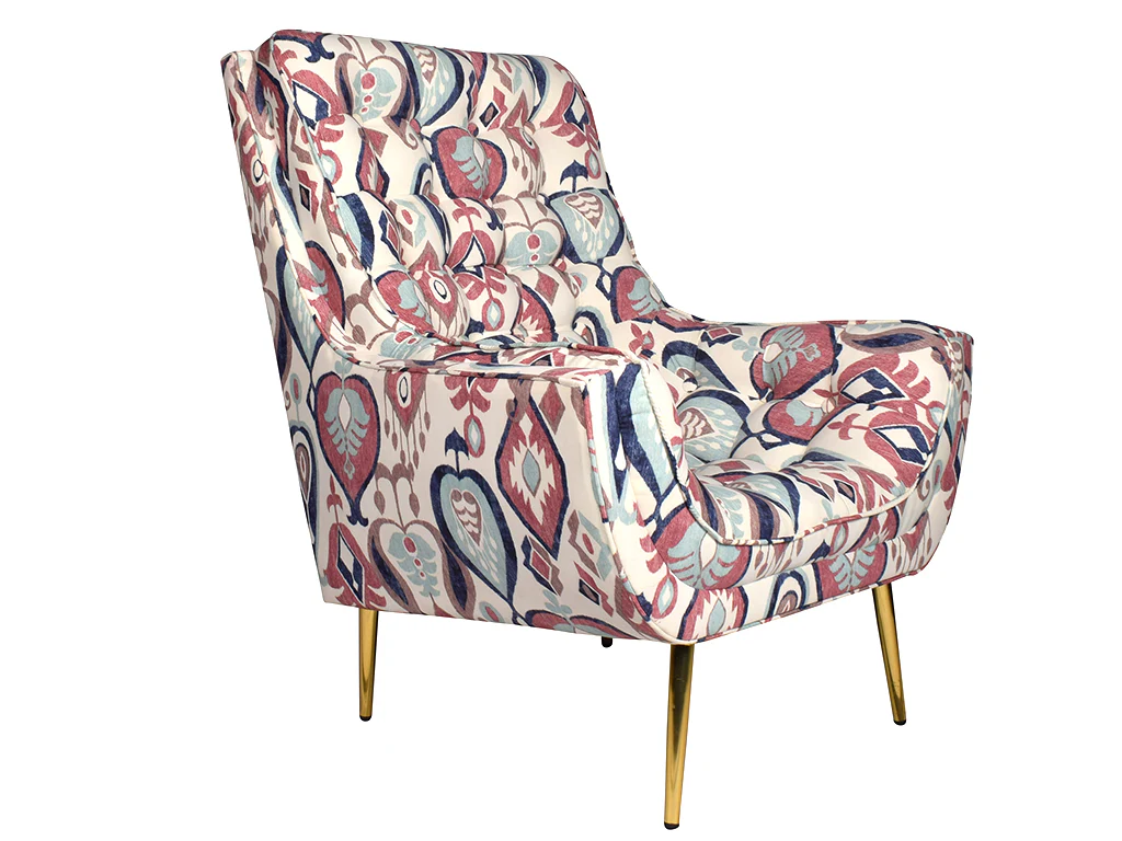 Valenca Tufted Wing Chair In Printed Fabric