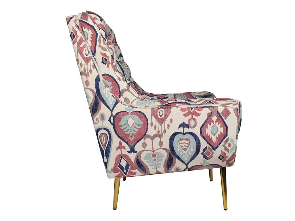 Valenca Tufted Wing Chair In Printed Fabric