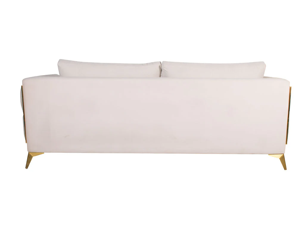 Dran Sofa With Front & Side Frames In Beige Velvet Fabric