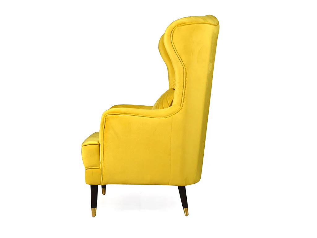 Myco High Back Wing Chair Premium Suede Yellow Fabric