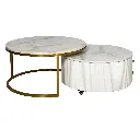 Cylom Round Nested Coffee Table In Marble