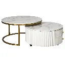 Cylom Round Nested Coffee Table In Marble