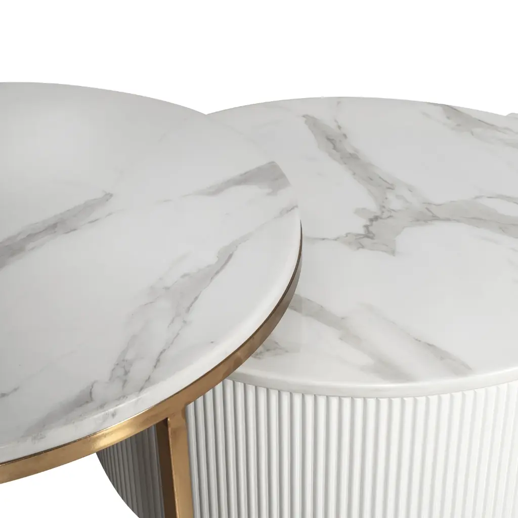 Cylom Round Nested Coffee Table In Marble