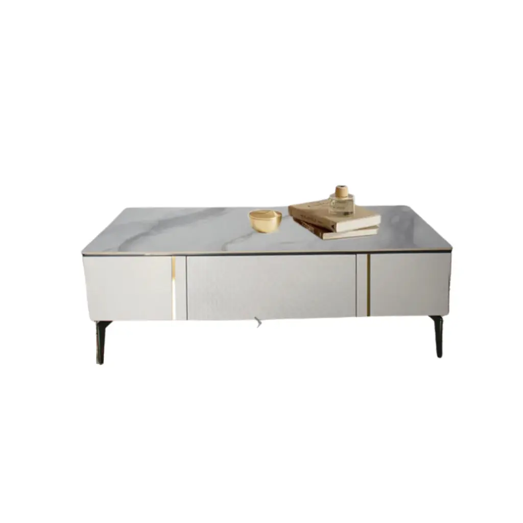 Calvino Storage Coffee Table In Marble Top