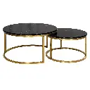 Sebaso Black Marble Round Nested Coffee Table