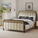 Aracellie Upholstered Platform Bed with Rattan