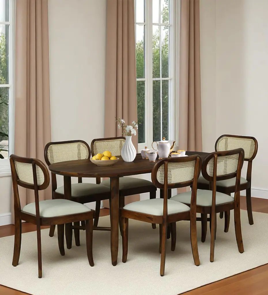 Brookwing Sheesham Wood 6 Seater Dining Set With Chairs