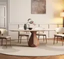 Barlox Marble-Top Wooden Dining Set 4 Seater