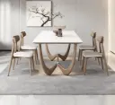 Oliver Marble-Top Wooden Dining Table Set