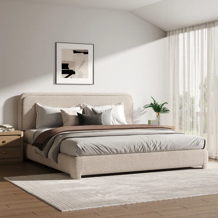 Bensu Boucle Upholstered Bed