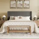 Candler Velvet Upholstered Non-Storage Bed