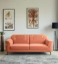 Levi Velvet 3 Seater Sofa In Blush Pink Color