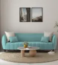 Ethan Velvet 3 Seater Sofa In Barmunda Aqua Colour