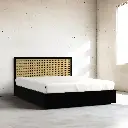Jupa Solid Wood Rattan Bed with Storage and Hydraulic System