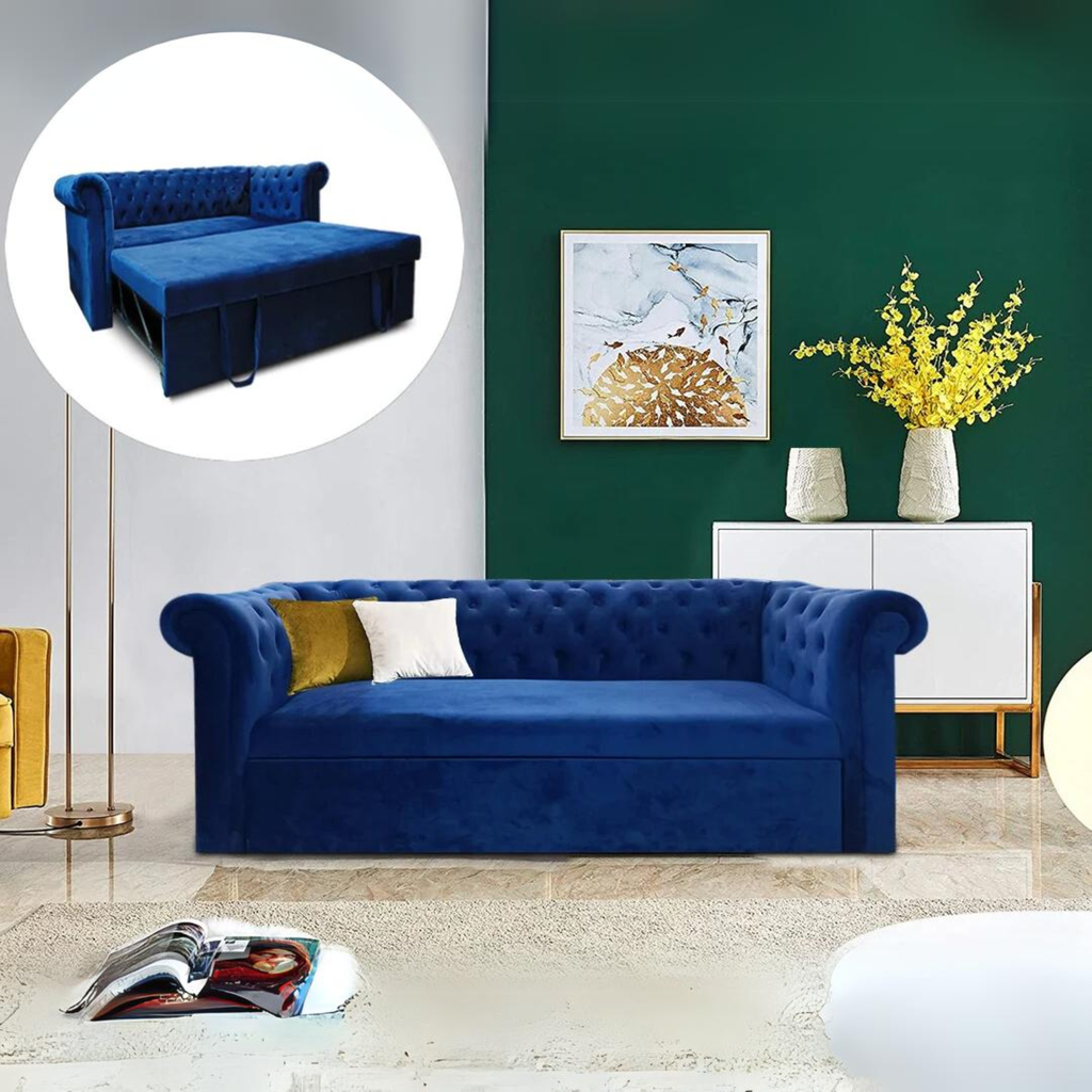 Berlon Sofa Cum Bed In Blue Color