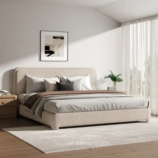 Bensu Boucle Upholstered Bed