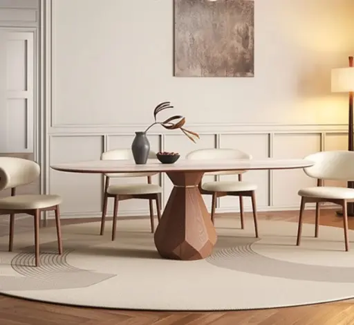 Barlox Marble-Top Wooden Dining Set 4 Seater