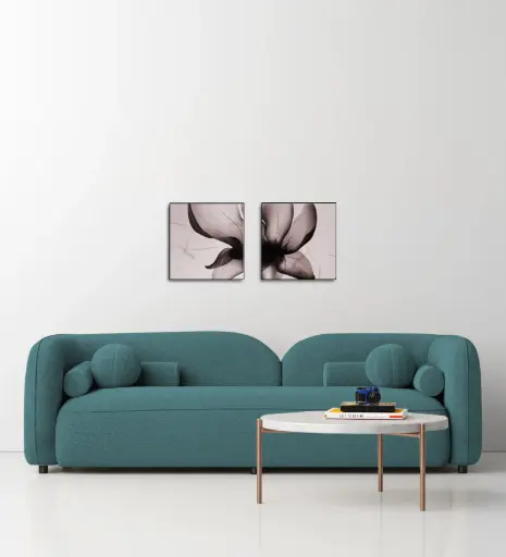 Lucas Boucle Fabric 3 Seater Sofa In Ocean Blue Colour