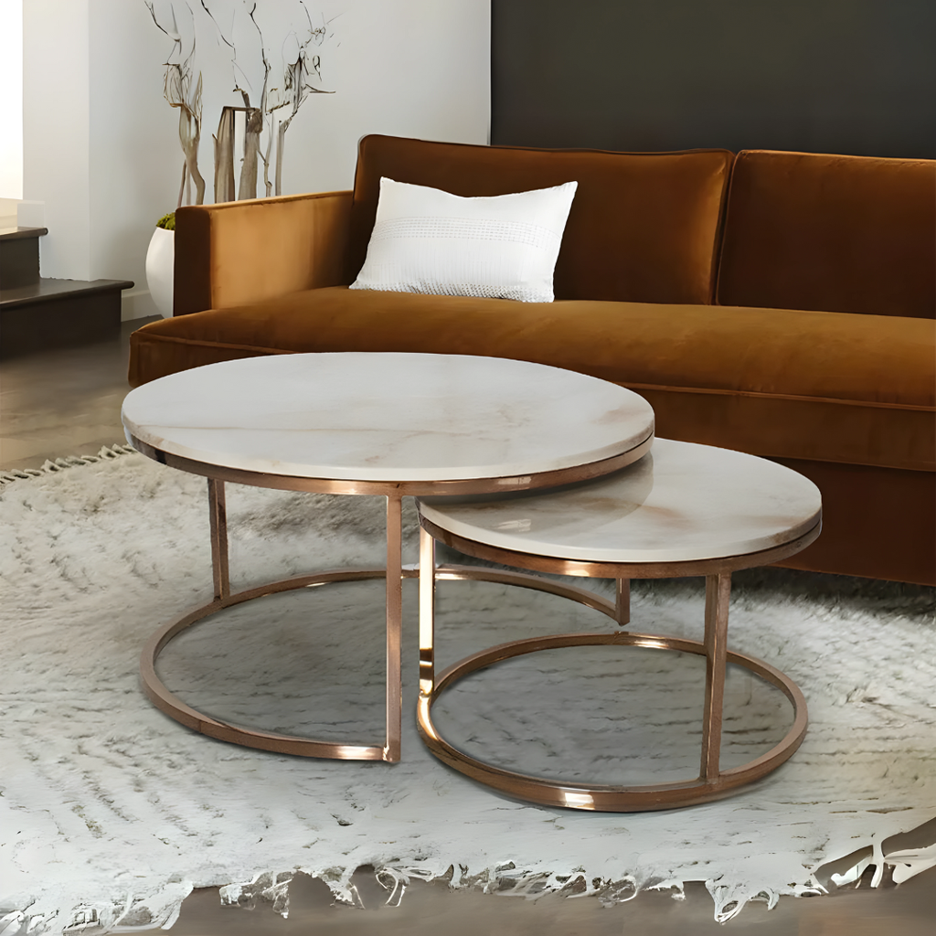Sebaso Marble Round Nested Coffee Table