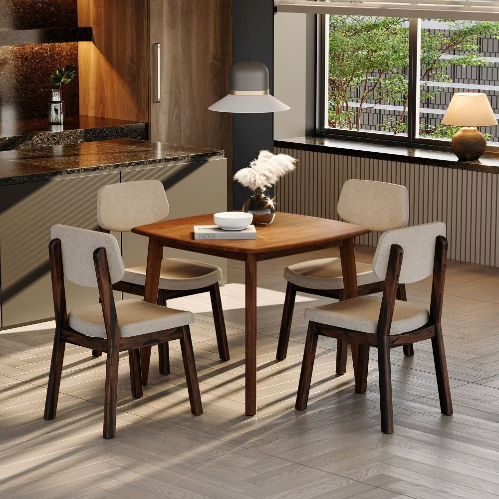 Salvo 4-Seater Dining Set, Solid wood square shape