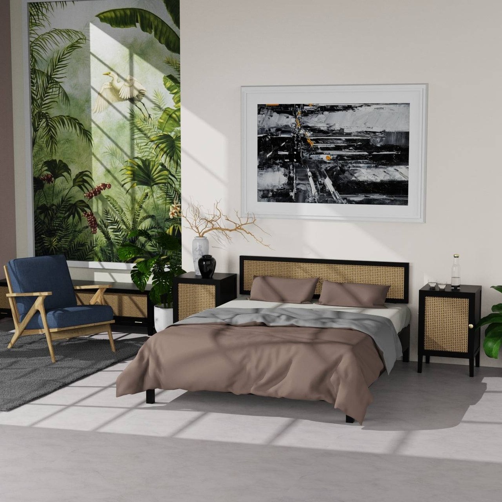 Califo Black Rattan Bed without Storage