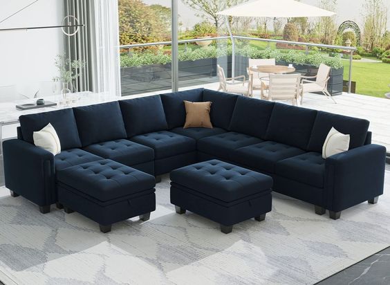 Adam L Shape Sofa with Ottoman 7+2 Seater